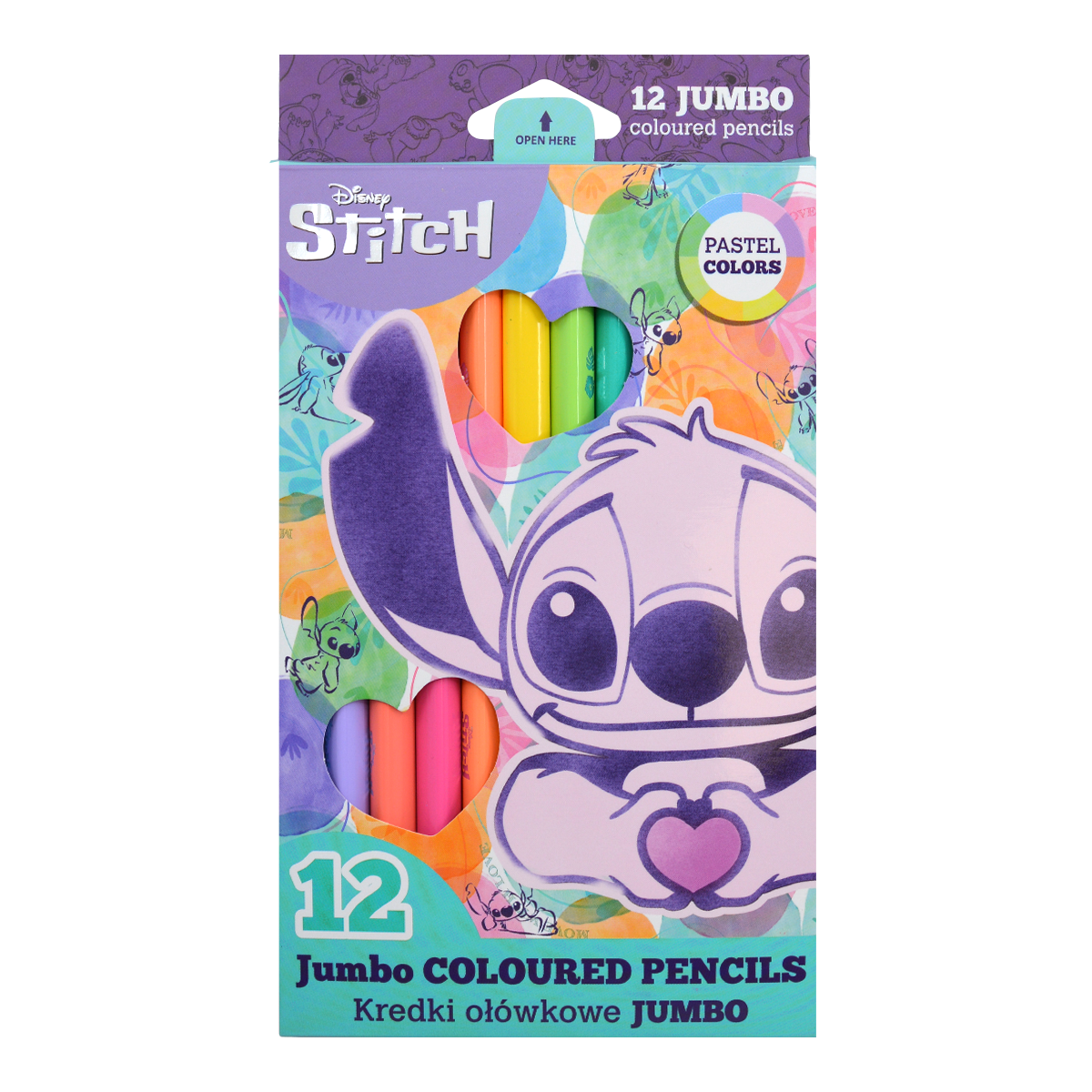 Trojhranné pastelky Colorino JUMBO Stitch Pastel, 12 pastelových farieb