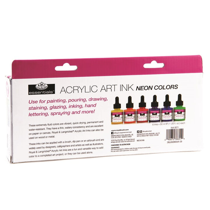 Akrylový atrament Royal & Langnickel neónové farby 6 x 30 ml