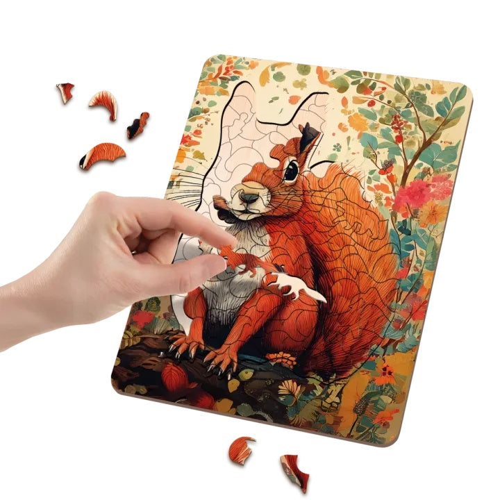 Drevené puzzle Veverička 130ks MOXY