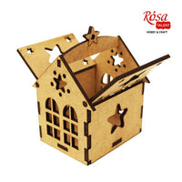 Dekoračný základ ROSA TALENT Domček s hviezdou MDF 7.0х7.0х10 cm