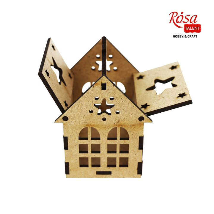 Dekoračný základ ROSA TALENT Domček s hviezdou MDF 7.0х7.0х10 cm