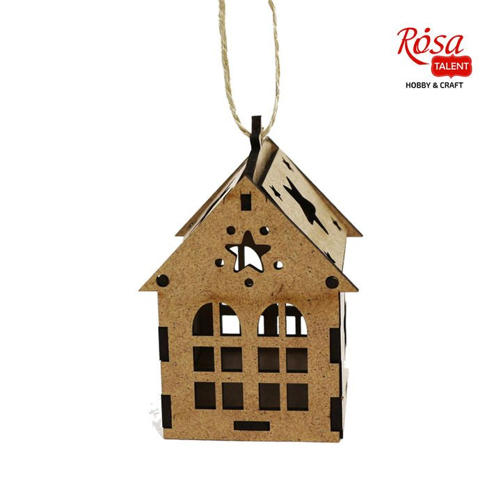 Dekoračný základ ROSA TALENT Domček s hviezdou MDF 7.0х7.0х10 cm