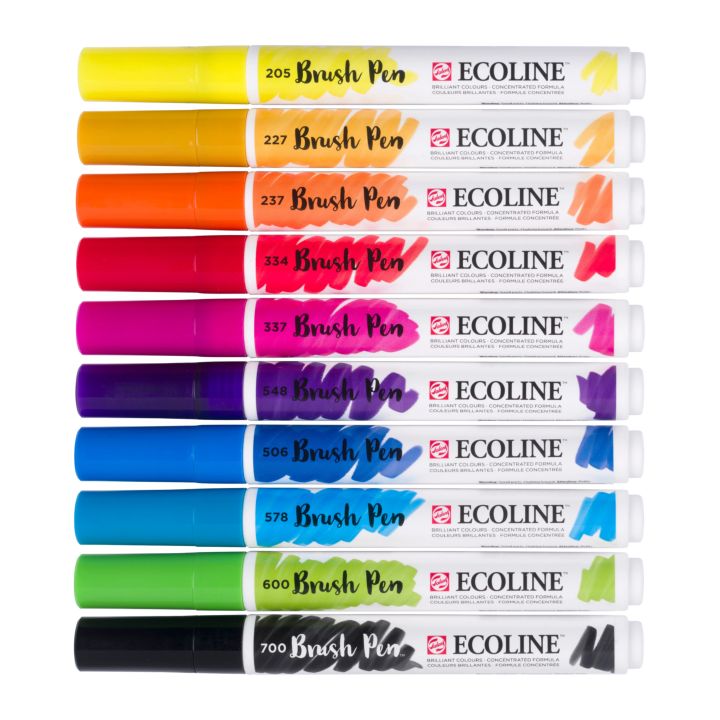 Akvarelové perá Ecoline Brush Pen základné odtiene 10 ks