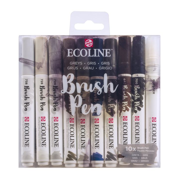 Akvarelové perá Ecoline Brush Pen Greys