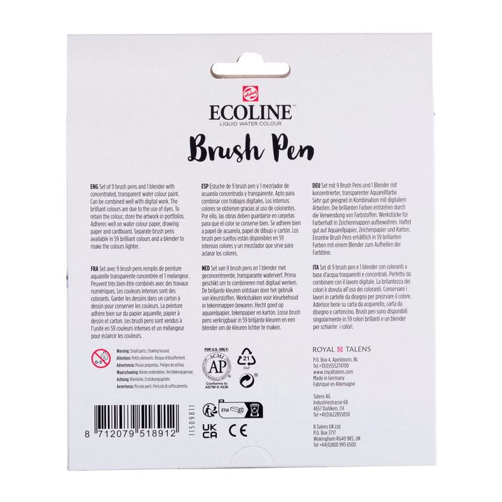 Akvarelové perá Ecoline Brush Pen pastelové 10 ks