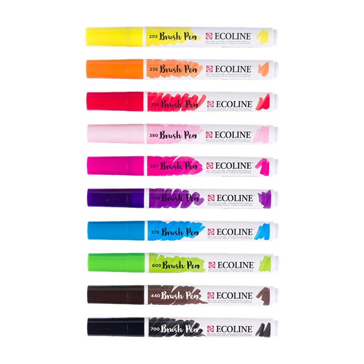 Akvarelové perá Ecoline Brush Pen Bright 10 ks