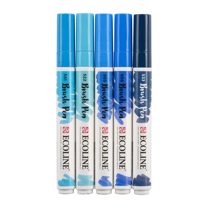 Akvarelové perá Ecoline Brush Pen Blue