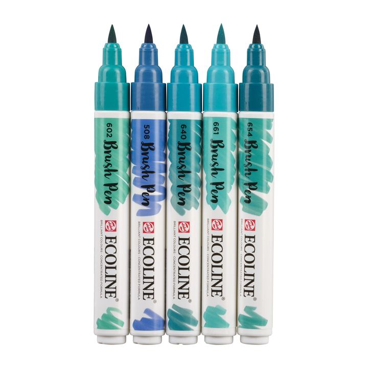 Akvarelové perá Ecoline Brush Pen Green Blue