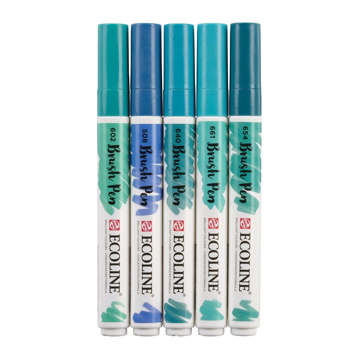 Akvarelové perá Ecoline Brush Pen Green Blue
