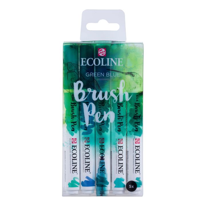 Akvarelové perá Ecoline Brush Pen Green Blue