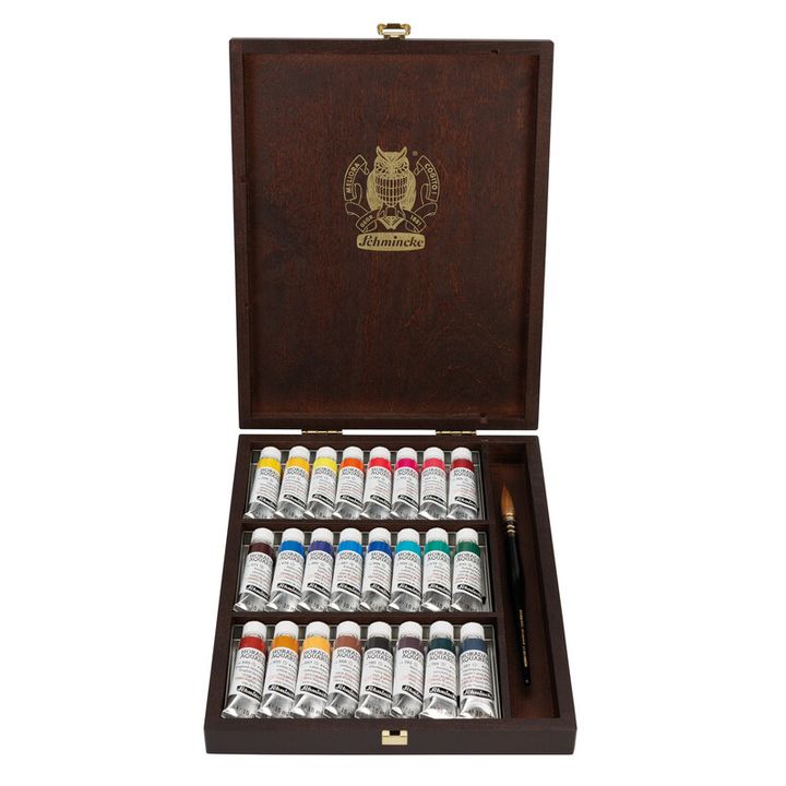 Akvarelové farby v drevenom boxe Schmincke HORADAM 24x15 ml