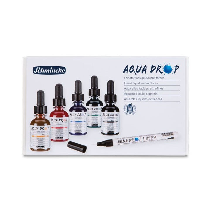 Akvarelové farby Schmincke AQUA DROP - sada 5 x 30 ml + liner