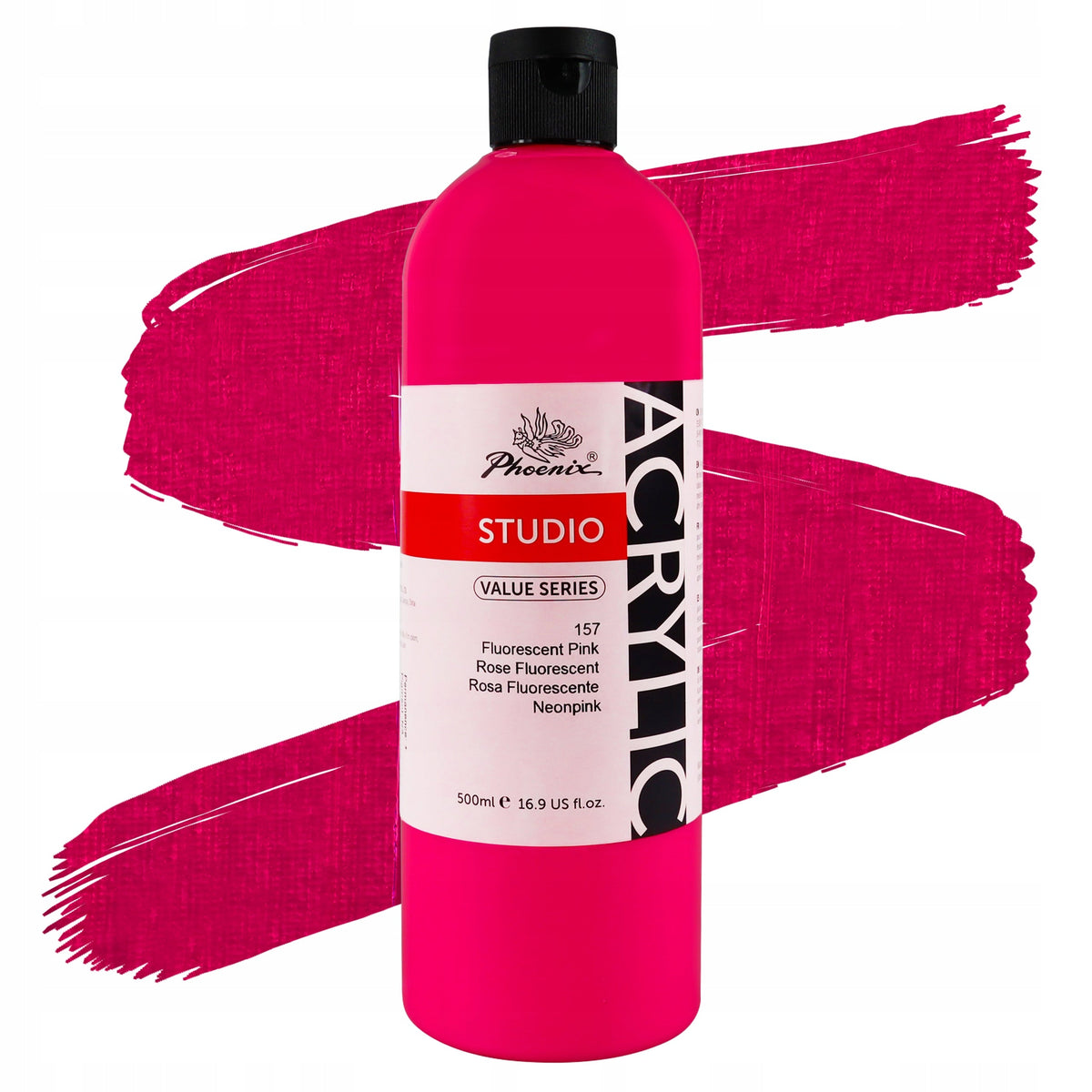 Akrylová farba fluorescenčná Phoenix 157 Fluorescenčná ružová 500 ml
