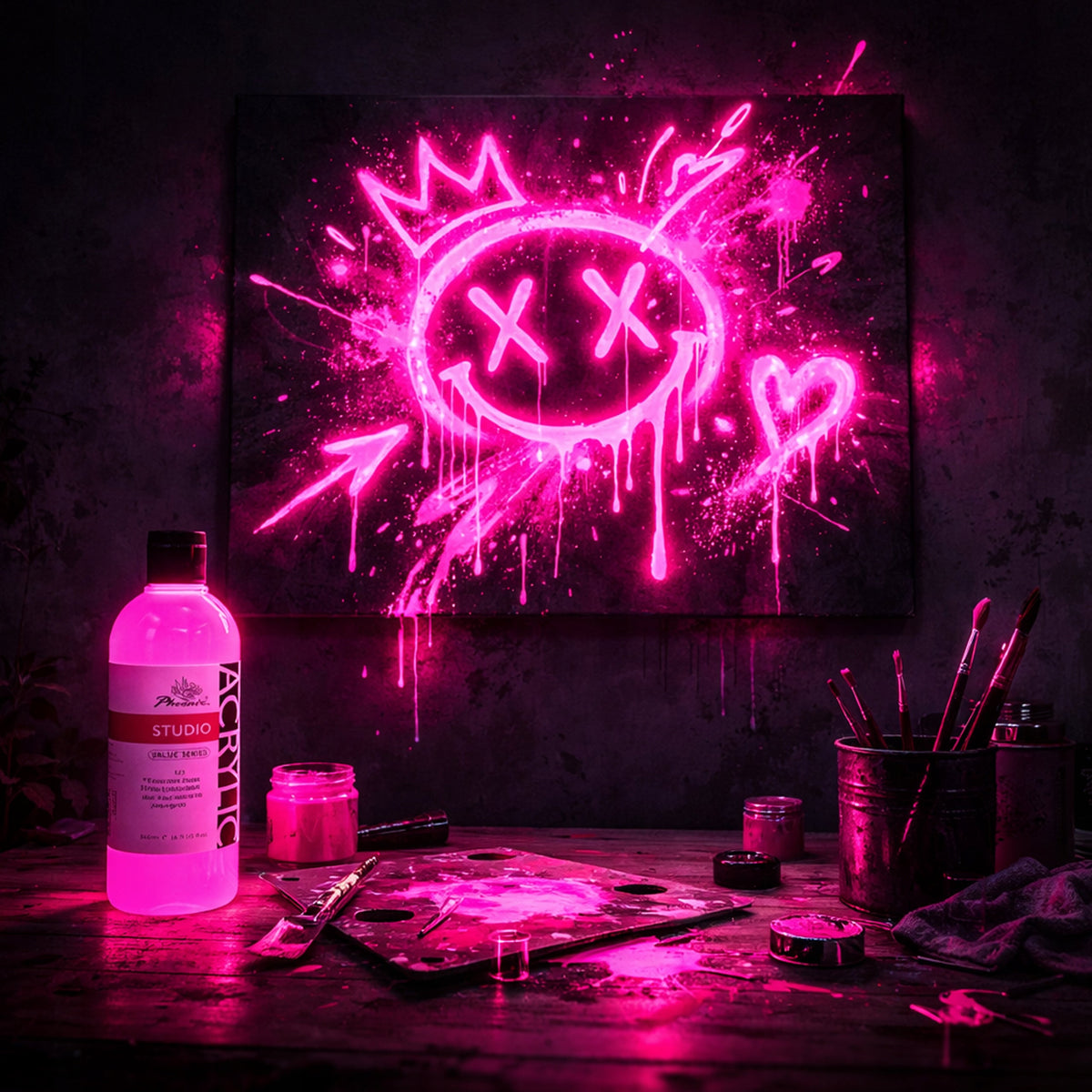 Akrylová farba fluorescenčná Phoenix 157 Fluorescenčná ružová 500 ml