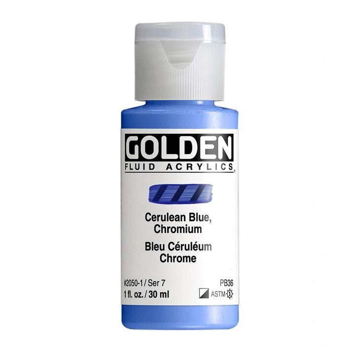 Akrylová farba GOLDEN Fluid 118 ml – 2050 cerulean chrómová modrá