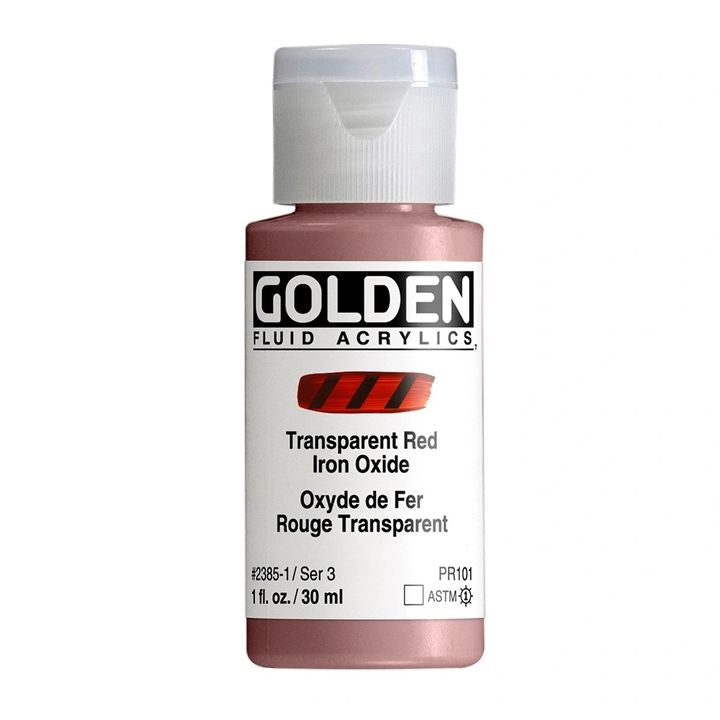 GOLDEN Fluid Acrylfarbe 118 ml – 2385 transparentes Eisenoxid rot