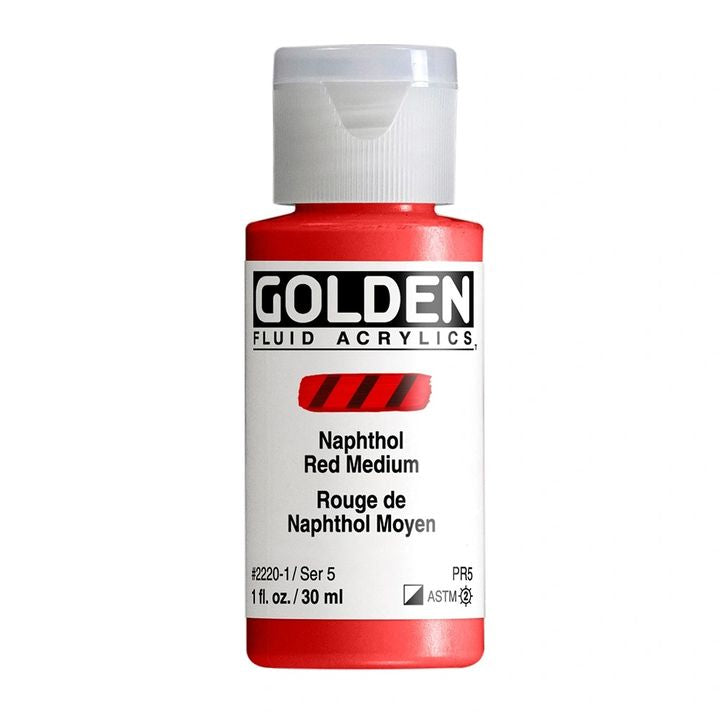 Akrylová farba GOLDEN Fluid 30 ml – 2220 naftol medium červená