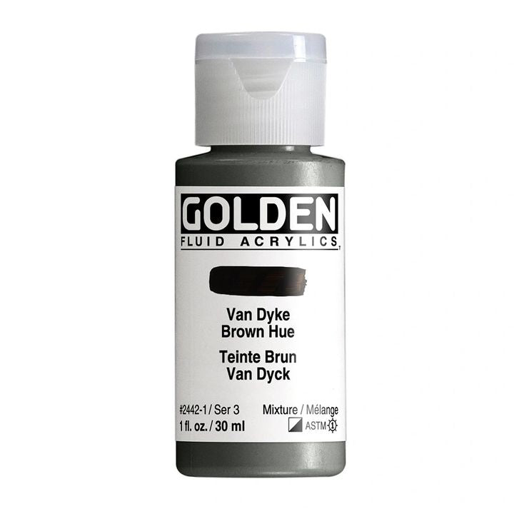 GOLDEN Fluid Acrylfarbe 30 ml – 2442 Van Dyke Braun Farbton