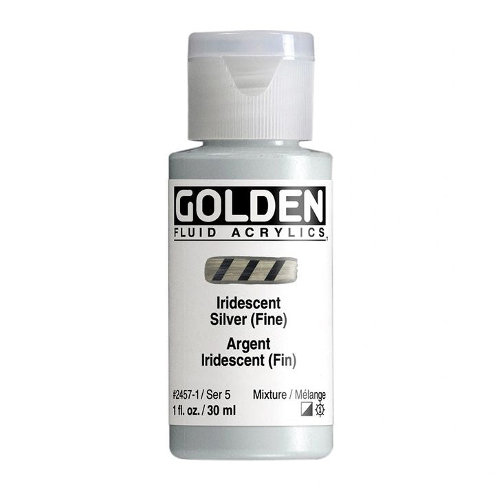 Akrylová farba GOLDEN Fluid Iridescent 30 ml – 2457 strieborná