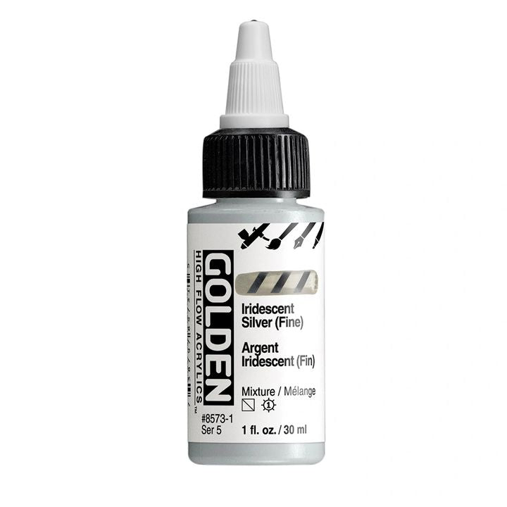 Akrylová farba GOLDEN High Flow Iridescent 30 ml – 8573 Strieborná Jemná