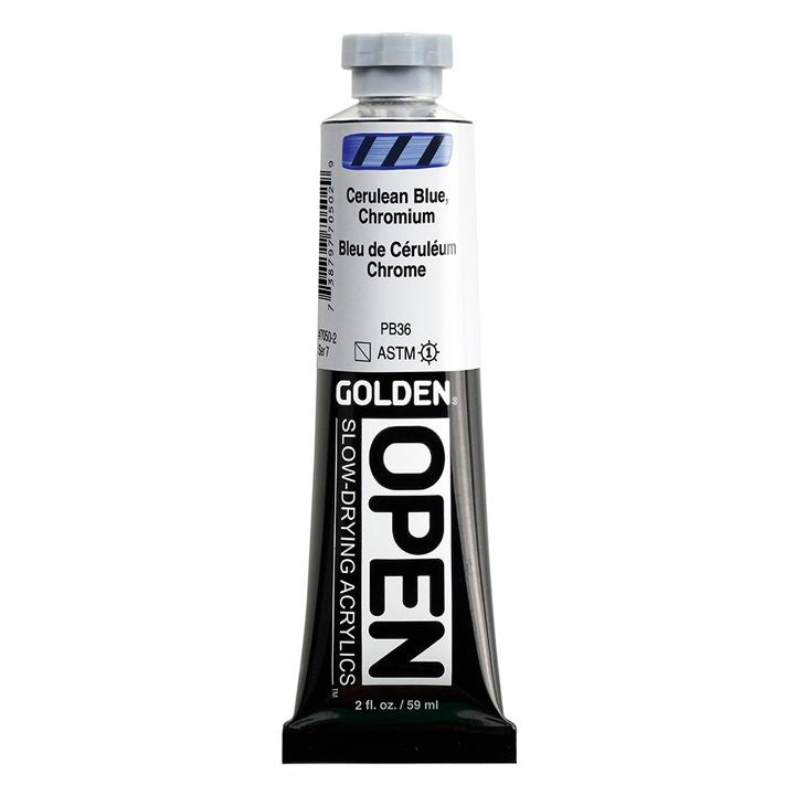 Akrylová farba GOLDEN OPEN Slow-Drying 59 ml – 7050 Ceruleánová Modrá Chrómová