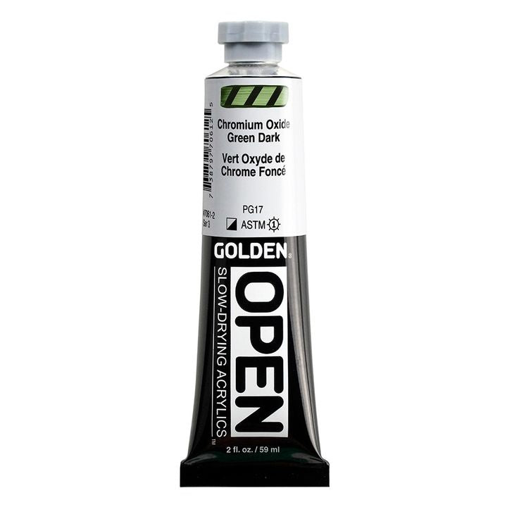 Akrylová farba GOLDEN OPEN Slow-Drying 59 ml – 7061 Chrómoxidová Zelená Tmavá