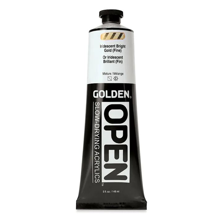 Akrylová farba GOLDEN OPEN Slow-Drying Iridescent 148 ml – 7480 Jasná Zlatá Jemná