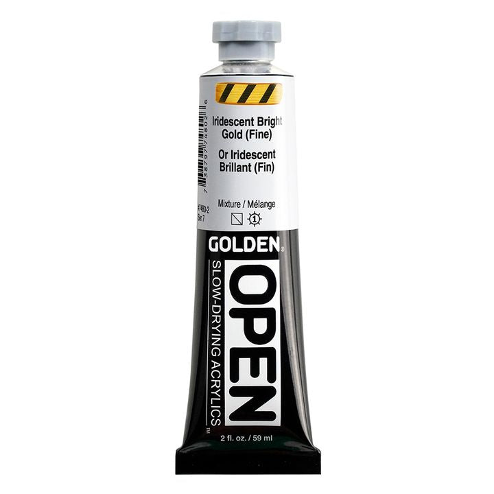 Akrylová farba GOLDEN OPEN Slow-Drying Iridescent 59 ml – 7480 Jasná Zlatá Jemná