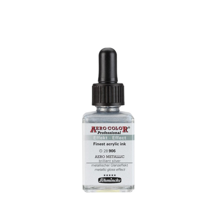Akrylový atrament Schmincke AERO COLOR Professional Effect 28 ml – 906 AERO METALLIC brilantná strieborná