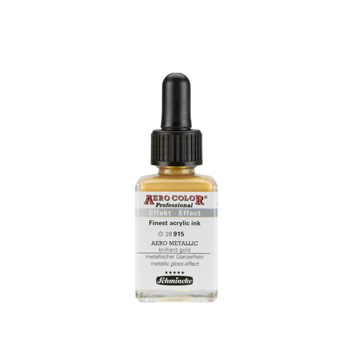 Akrylový atrament Schmincke AERO COLOR Professional Effect 28 ml – 915 AERO METALLIC brilantná zlatá