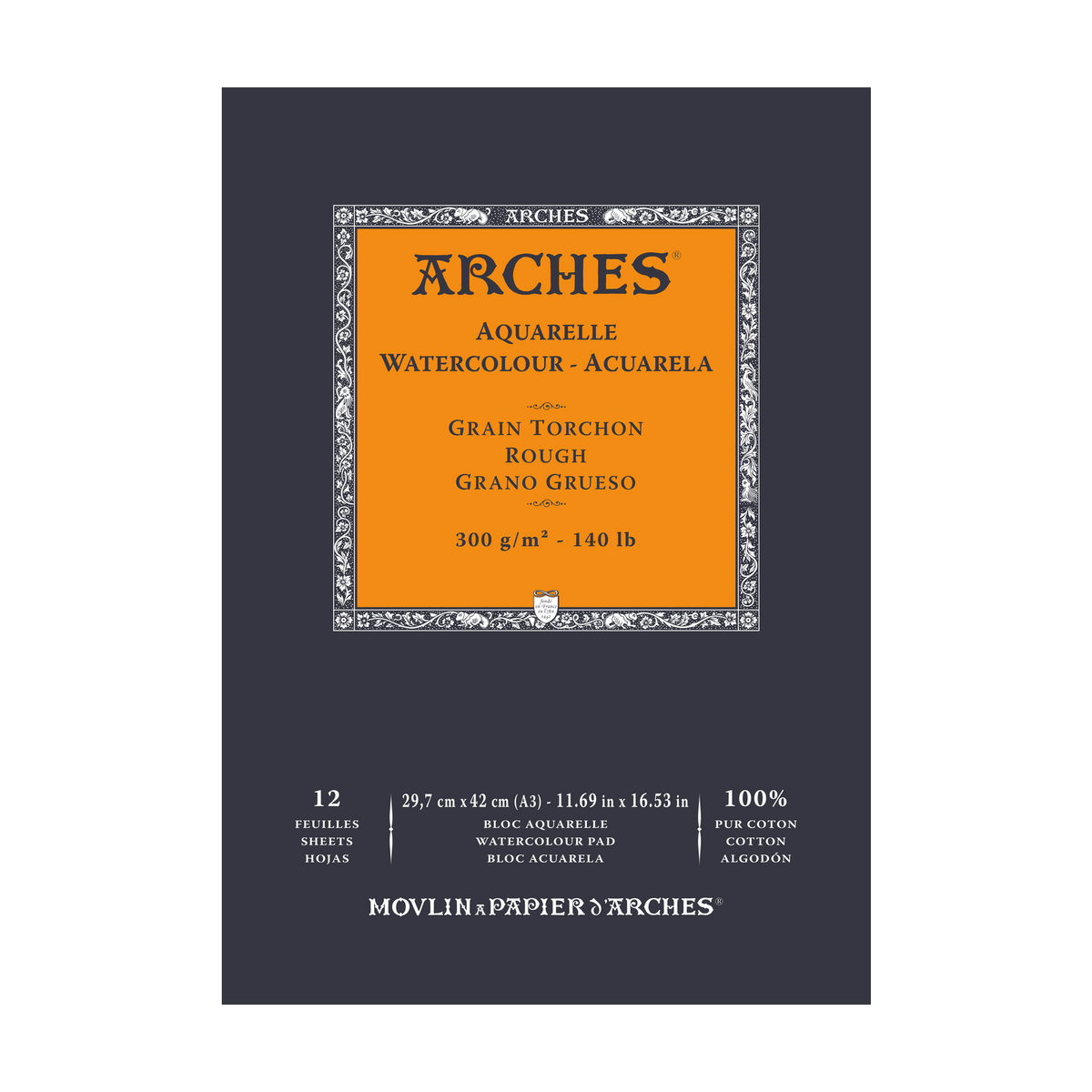 Akvarelový blok ARCHES Aquarelle hrubozrnný prírodná biela 300 g/m² – 12 listov