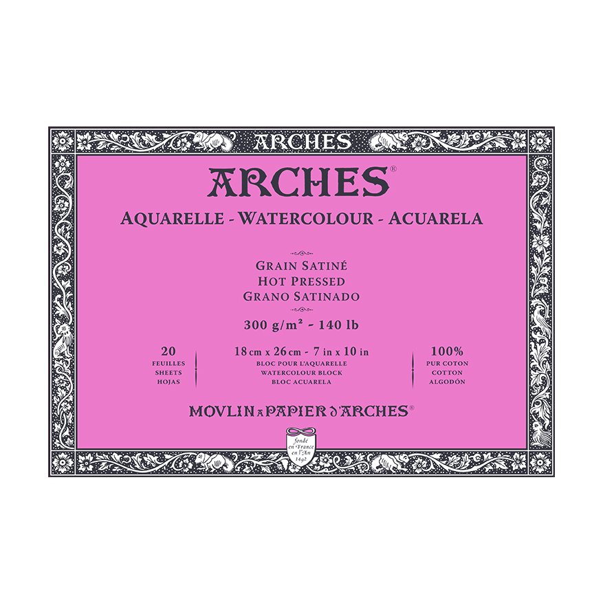 Akvarelový blok ARCHES HP prírodná biela 300 g/m² – 20 listov