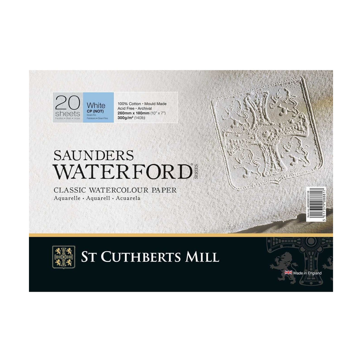 Akvarelový blok CANSON St Cuthberts Saunders Waterford CP biely 300 g/m² 20 listov – 26 – 51 cm