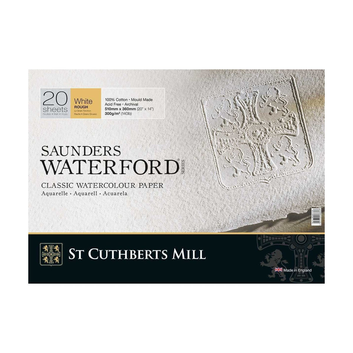 Akvarelový blok CANSON St Cuthberts Saunders Waterford Rough 300 g/m² 26 × 51 cm – 20 listov