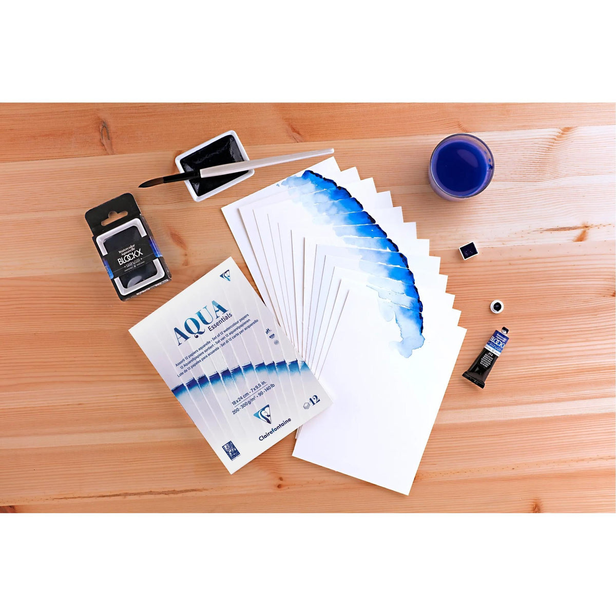 Akvarelový blok Clairefontaine Aqua Essentials 200 až 300 g/m² 10 – 24 cm - 12 listov