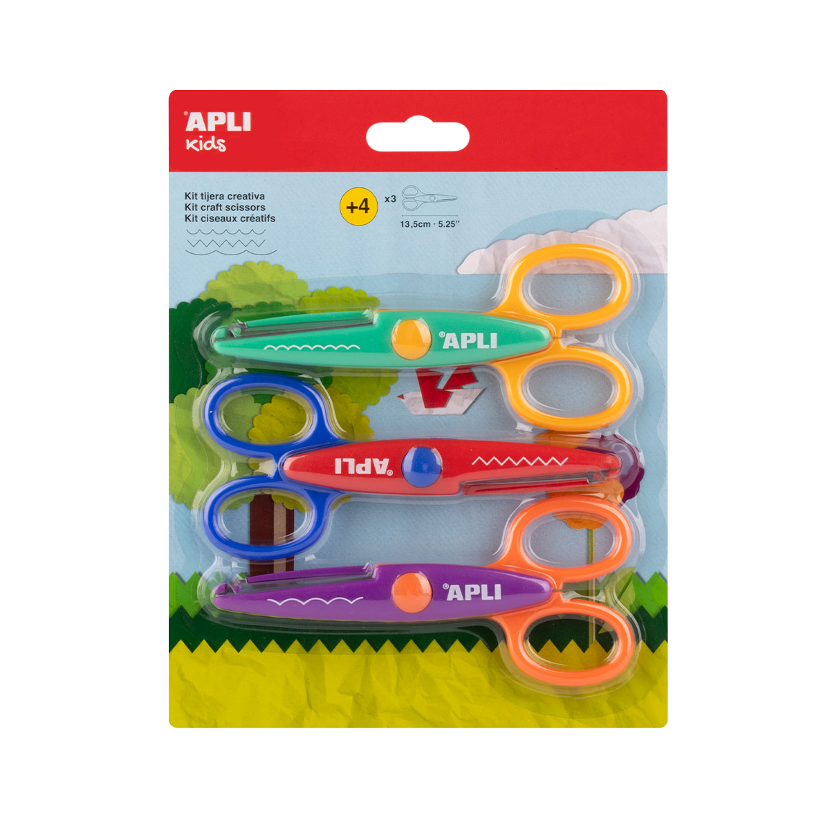 APLI kreatívne nožnice 13,5 cm, okrúhla špička, symetrické – súprava, 3 ks