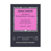ARCHES akvarelový blok hladký HP prírodná biela 300 g/m² A5 – A3 - 12 listov