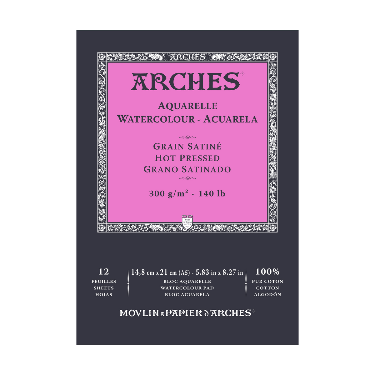 ARCHES akvarelový blok hladký HP prírodná biela 300 g/m² A5 – A3 - 12 listov