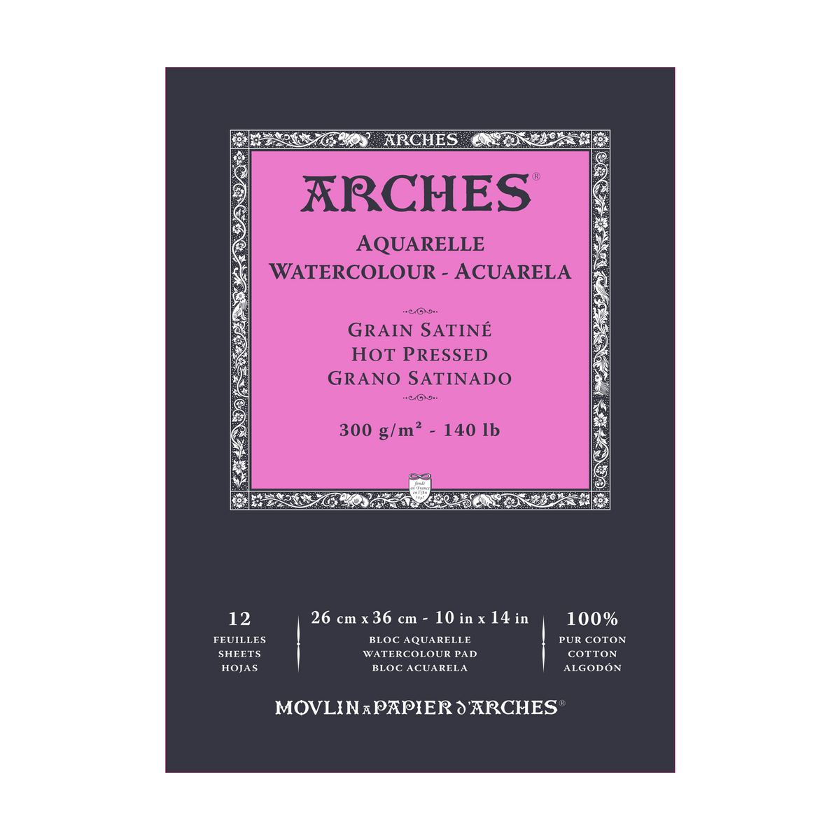 ARCHES akvarelový blok hladký HP prírodná biela 300 g/m² A5 – A3 - 12 listov