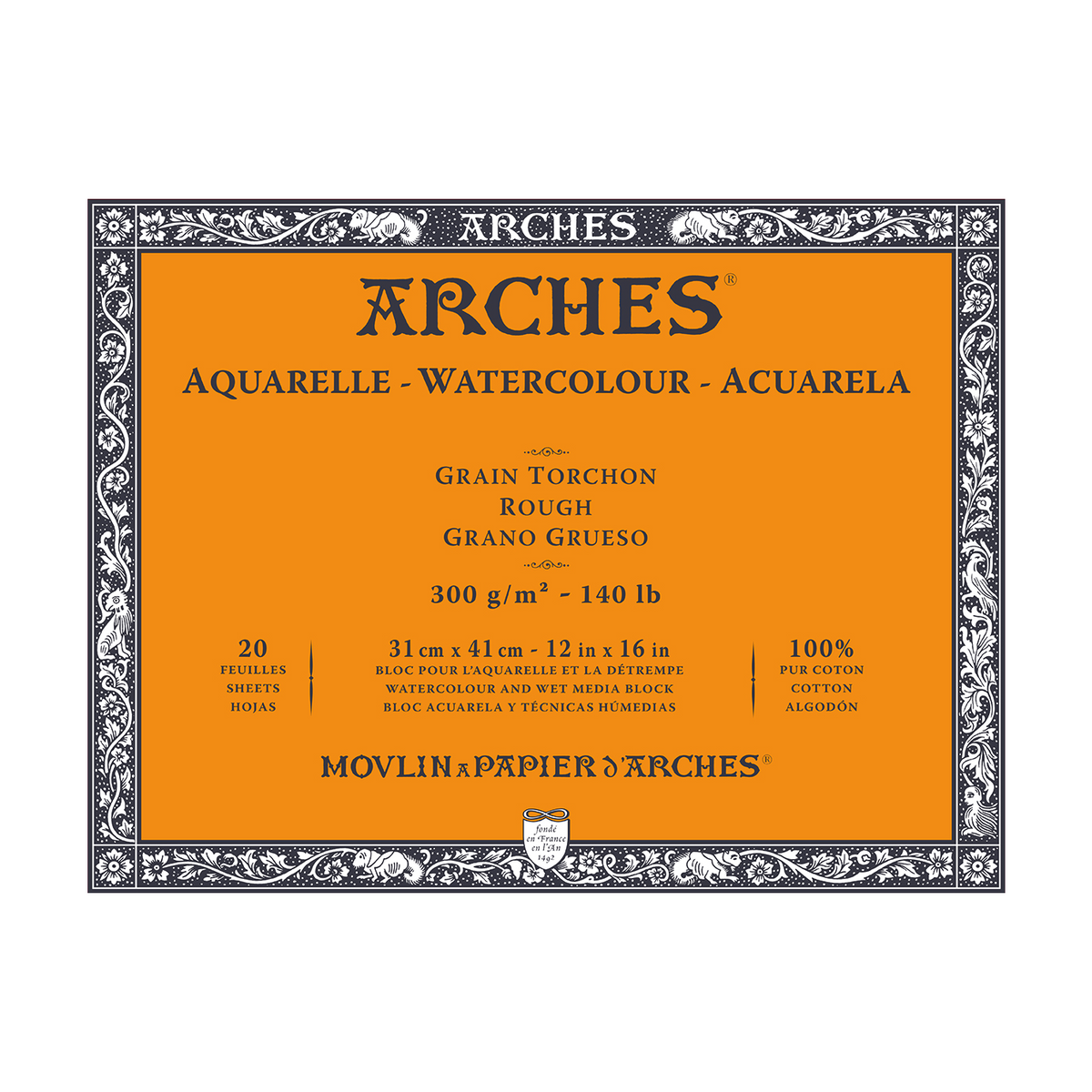 ARCHES akvarelový blok Rough prírodná biela 300 g/m² 10 – 31 cm - 20 listov