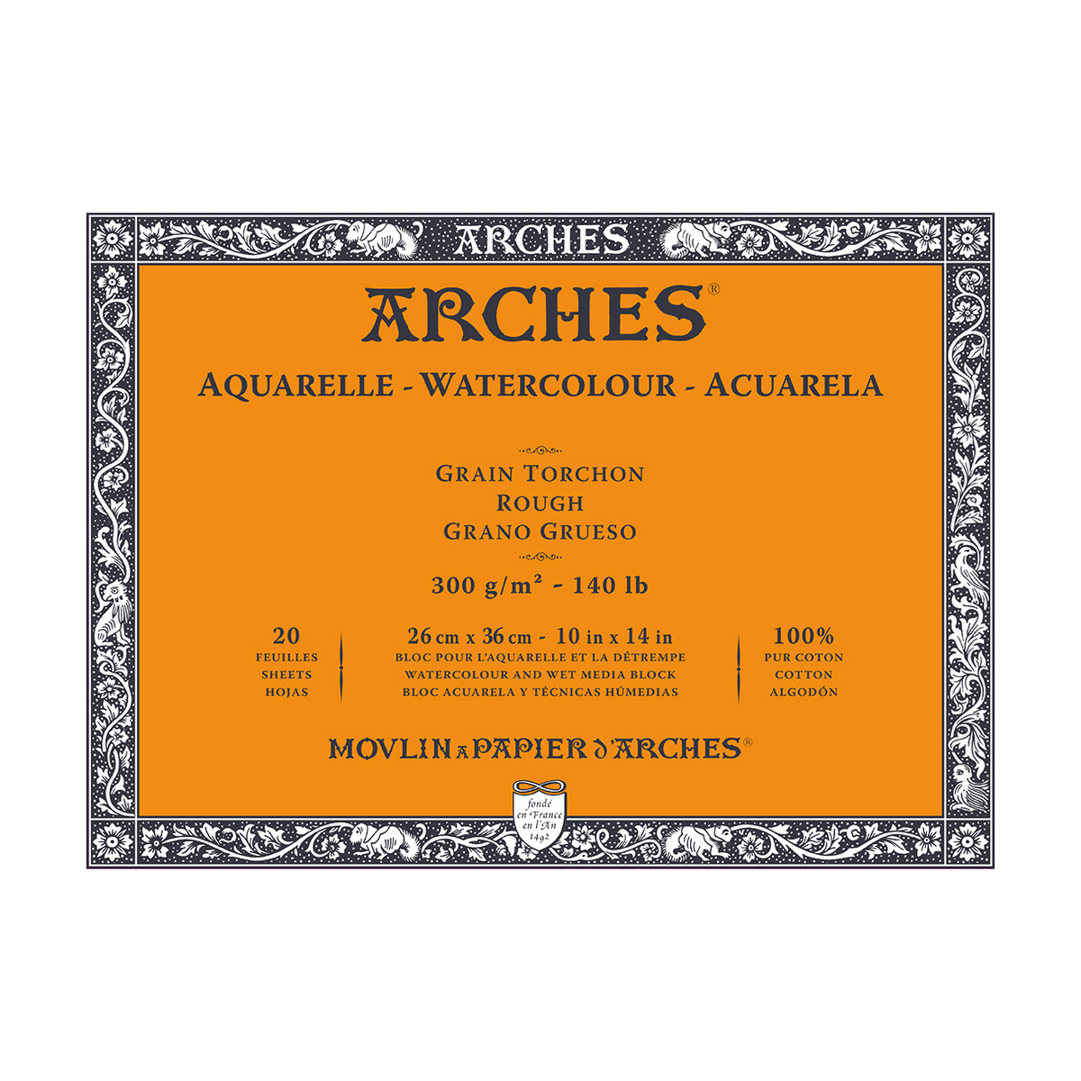 ARCHES akvarelový blok Rough prírodná biela 300 g/m² 10 – 31 cm - 20 listov