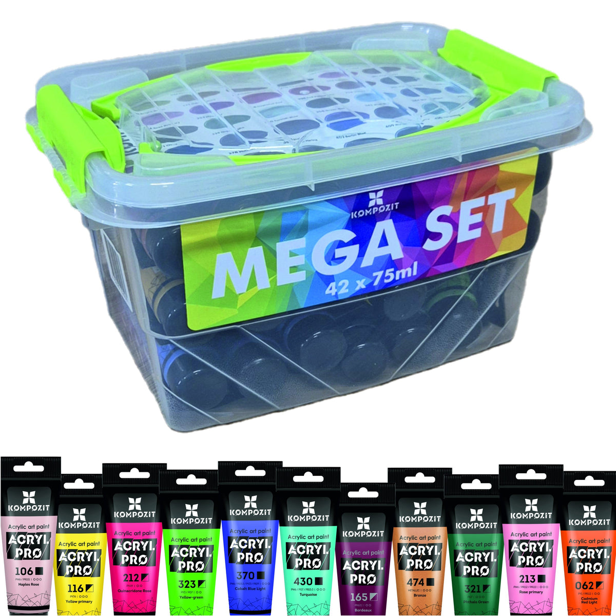 Sada akrylových farieb ACRYL PRO Kompozit v boxe - 42 x 75 ml