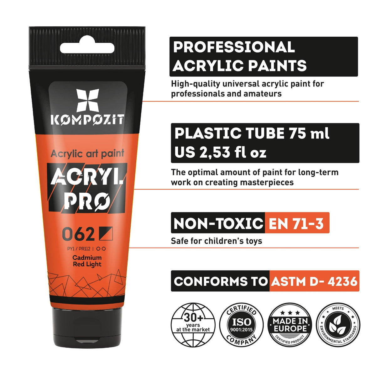 Sada akrylových farieb ACRYL PRO Kompozit v boxe - 42 x 75 ml