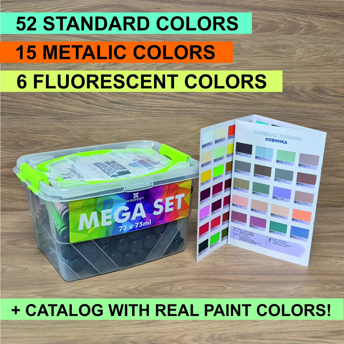 Sada akrylových farieb Kompozit ACRYL PRO BOX 73 x 75 ml
