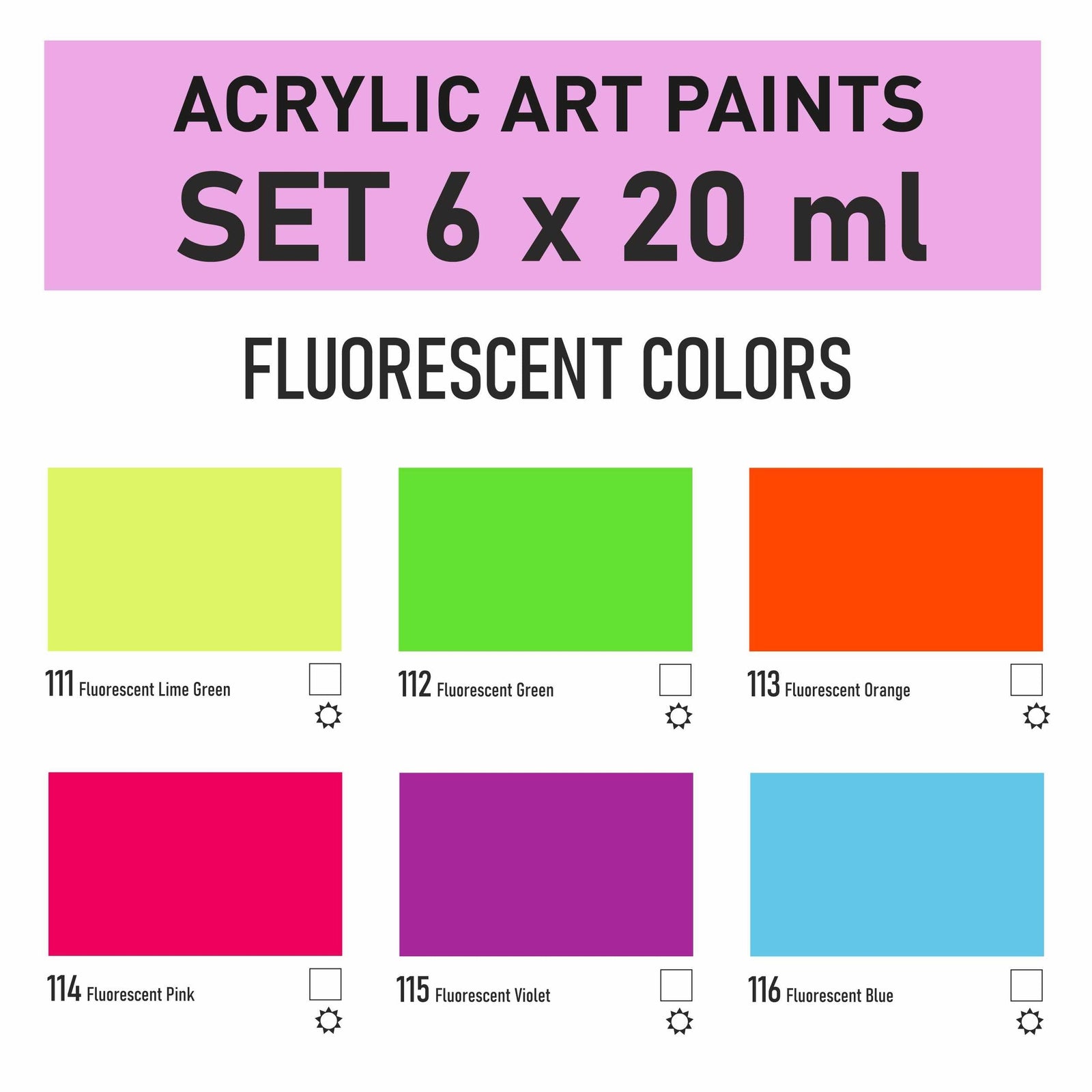 Sada akrylových farieb Kompozit STANDART Fluorescent 6 x 20 ml