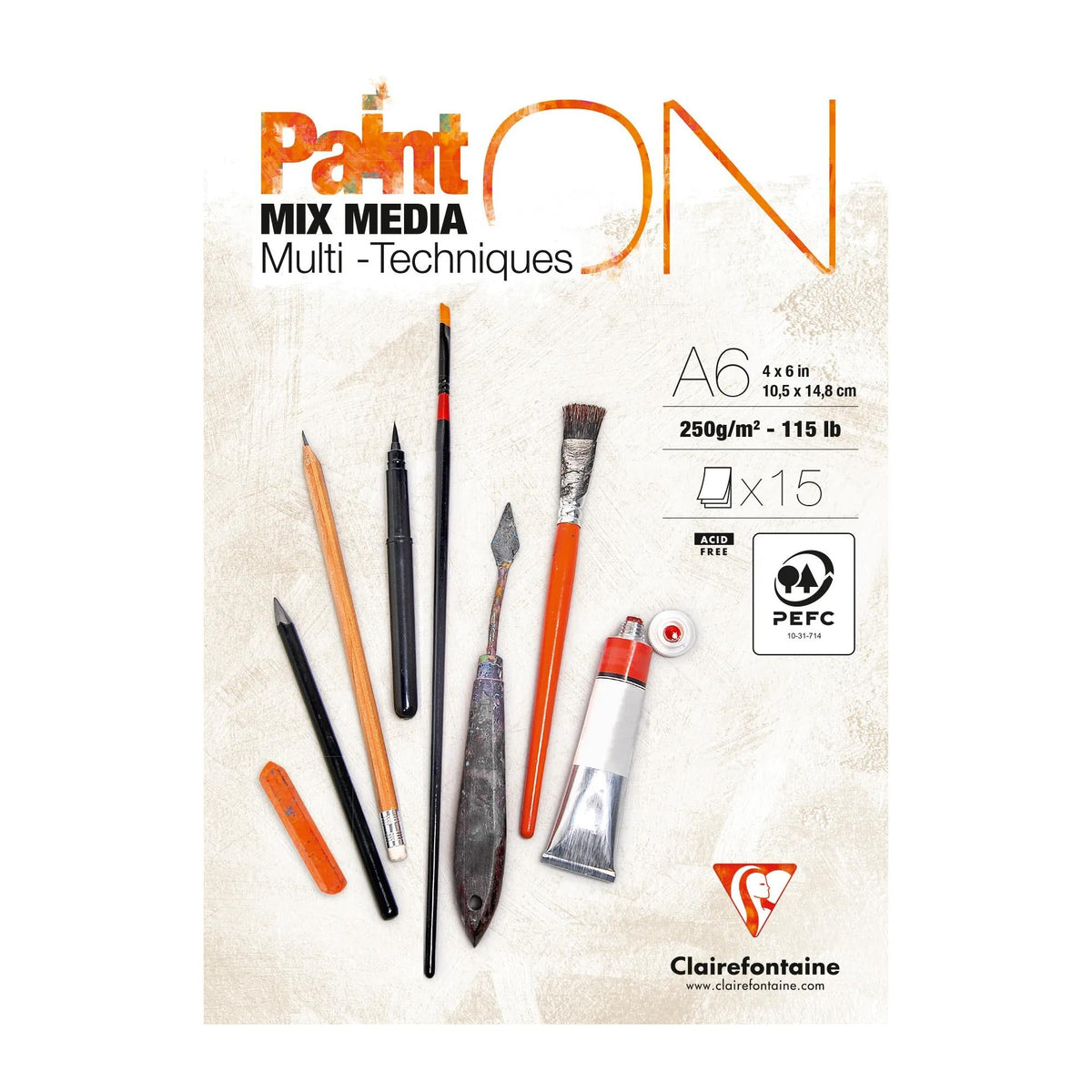 Blok na mix media Clairefontaine Paint'On 250 g/m² A6 - 15 listov