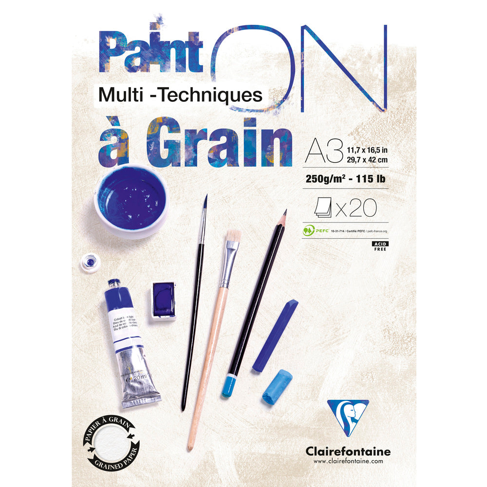 Blok na mix media Clairefontaine Paint'On a grain 250 g – 20 listov