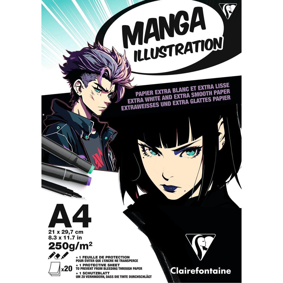 Blok papierov Clairefontaine Manga Illustration 250 g/m² A5 – A3 - 20 listov