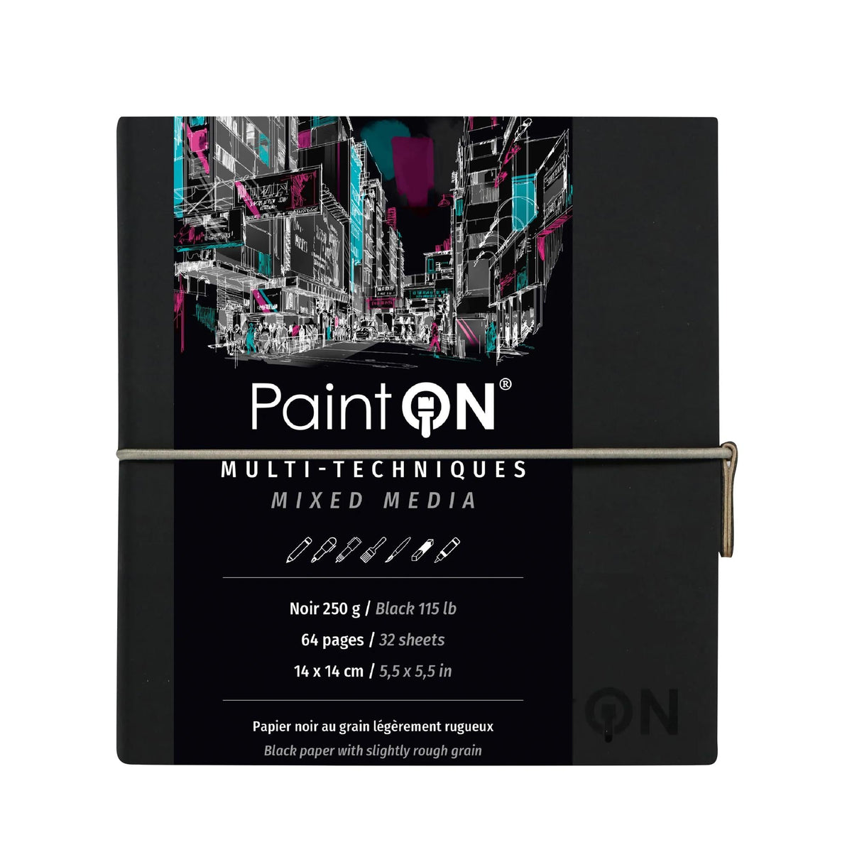 Blok papierov Clairefontaine Paint'On čierny 250 g/m² - 32 listov (A5 – 14 x 14 cm)