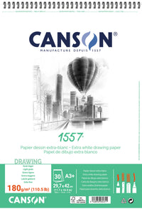 CANSON 1557 skicovací blok 180 g/m² A3 30 listov jemnozrnný